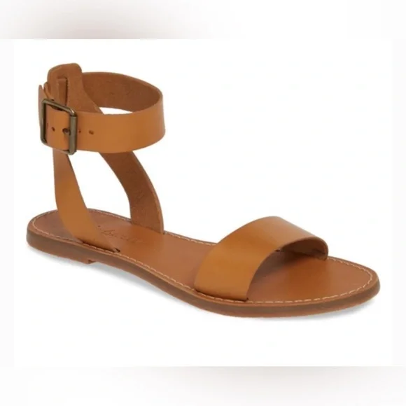 Madewell The Boardwalk Ankle Strap Leather Sandal Tan Brown Size